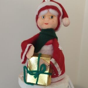 Holiday Santa Figurine with Gold Gift